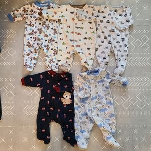 Bundle of 5 baby footie sleepers, 3 month